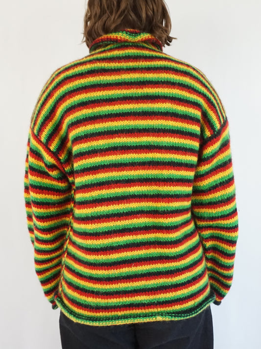 Chunky Wool Striped Jumper - L