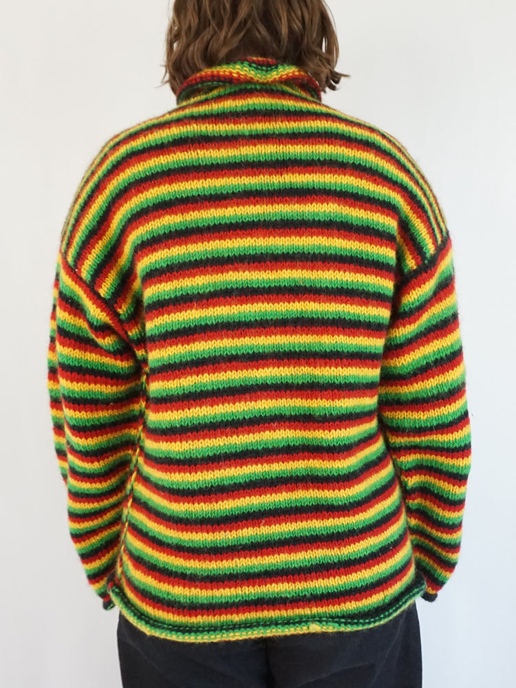 Chunky Wool Striped Jumper - L