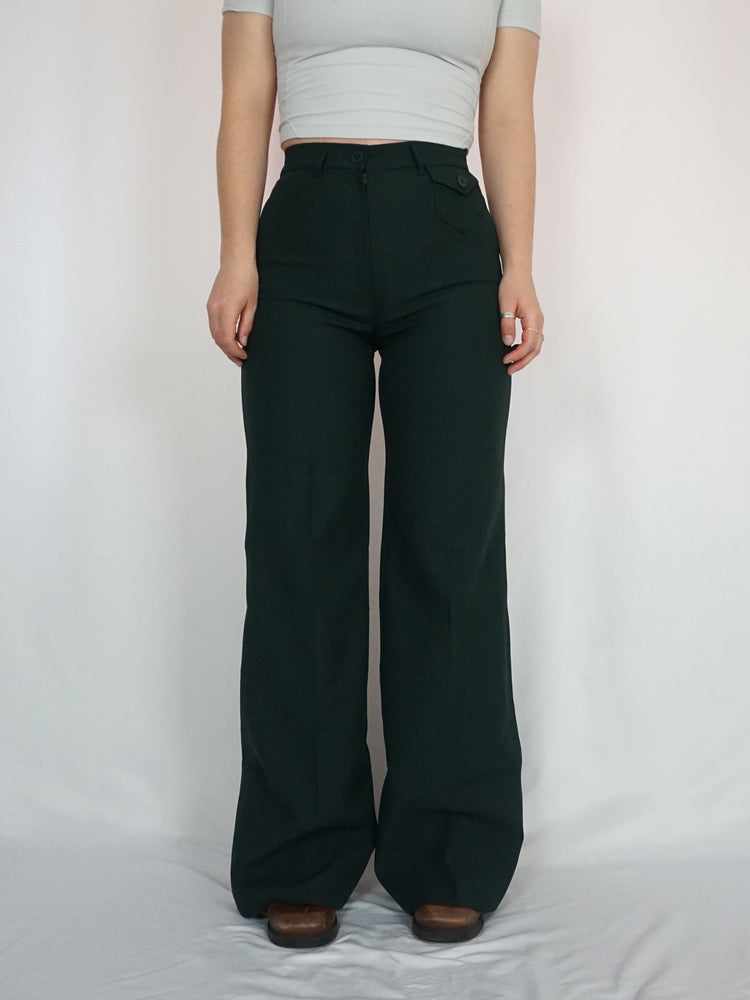 Forest Green 70s Flares - 28"