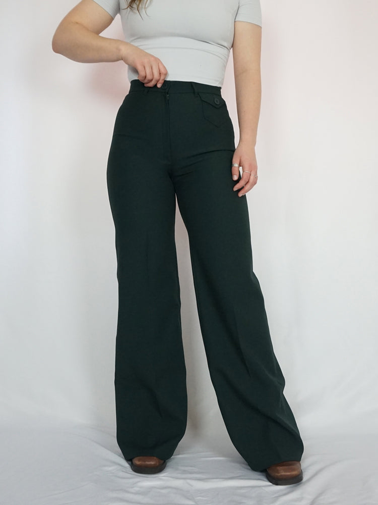 Forest Green 70s Flares - 28"