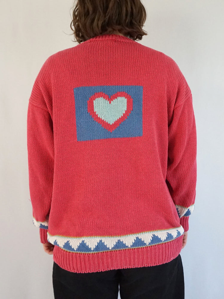 Heart Star Patterned Jumper - L