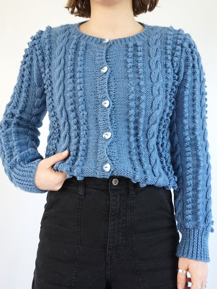 Blue 3D Bobble Cardigan - S