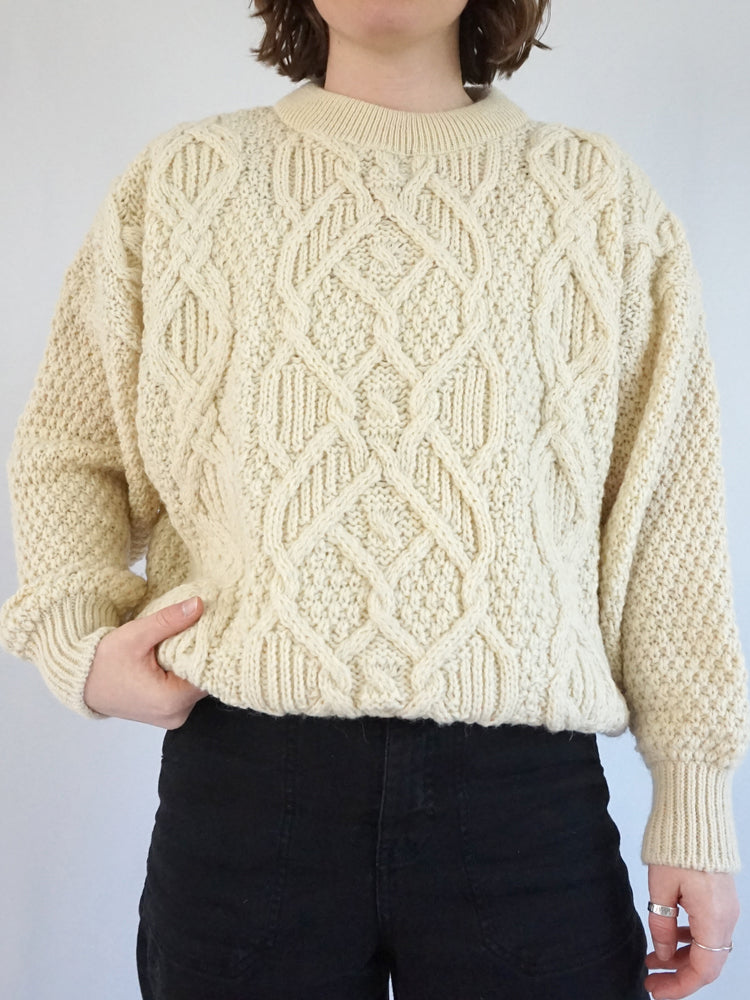 Chunky Wool Aran Jumper - XL