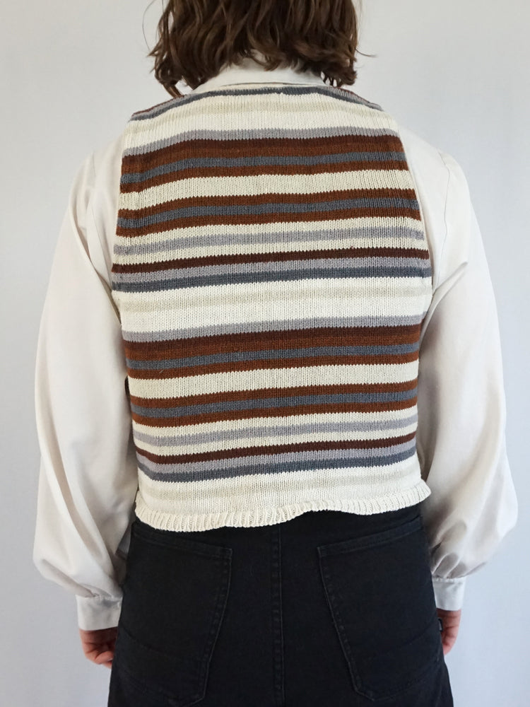 Cotton Patterned Sweater Vest - M