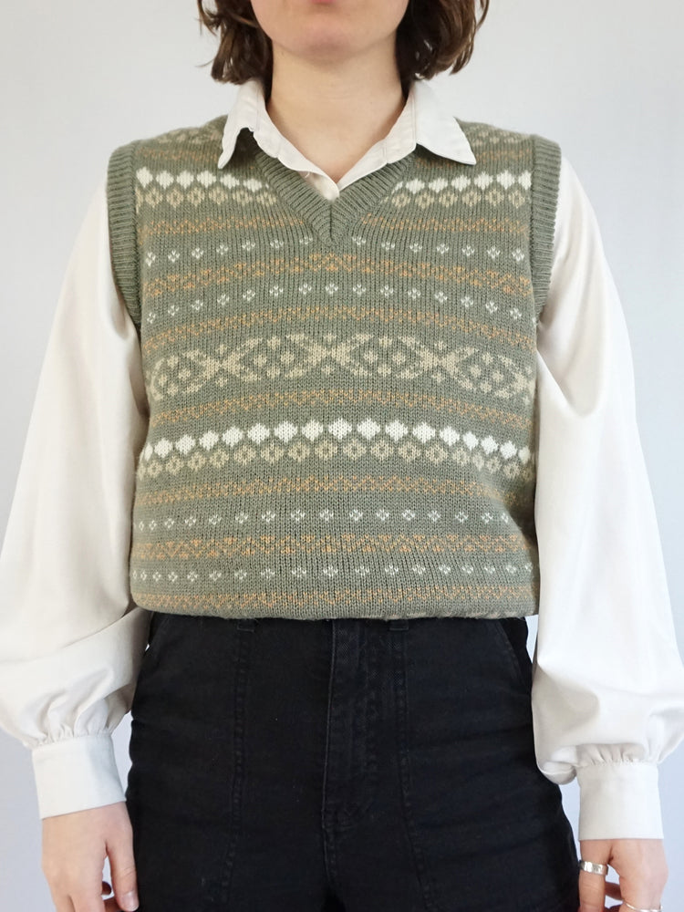 Sage Green Sweater Vest - M