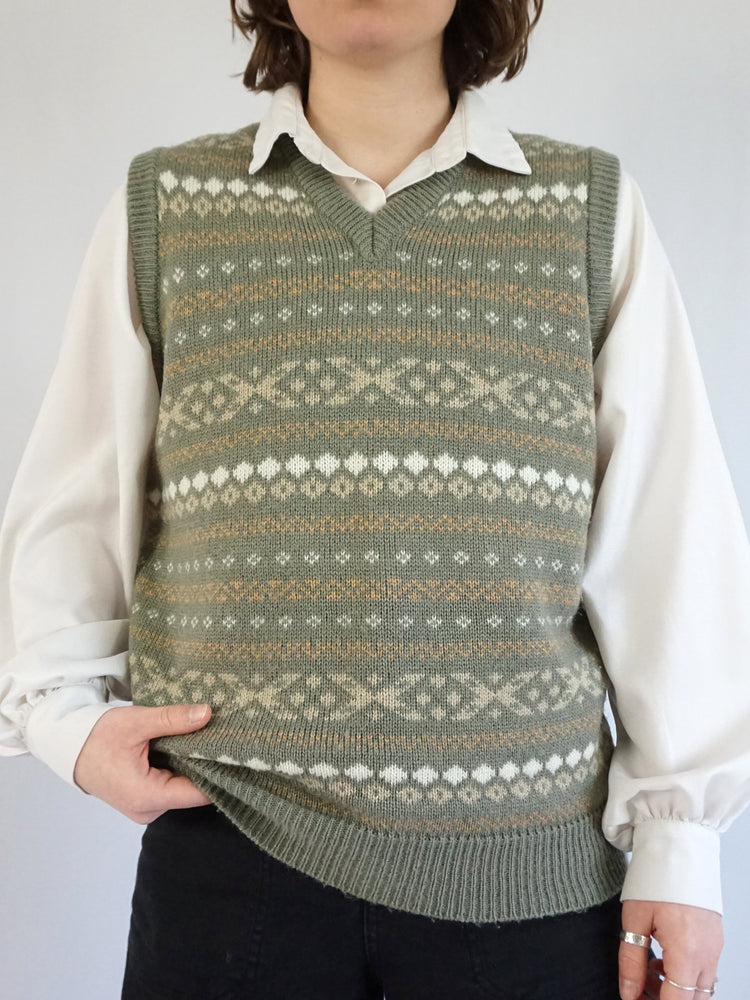 Sage Green Sweater Vest - M