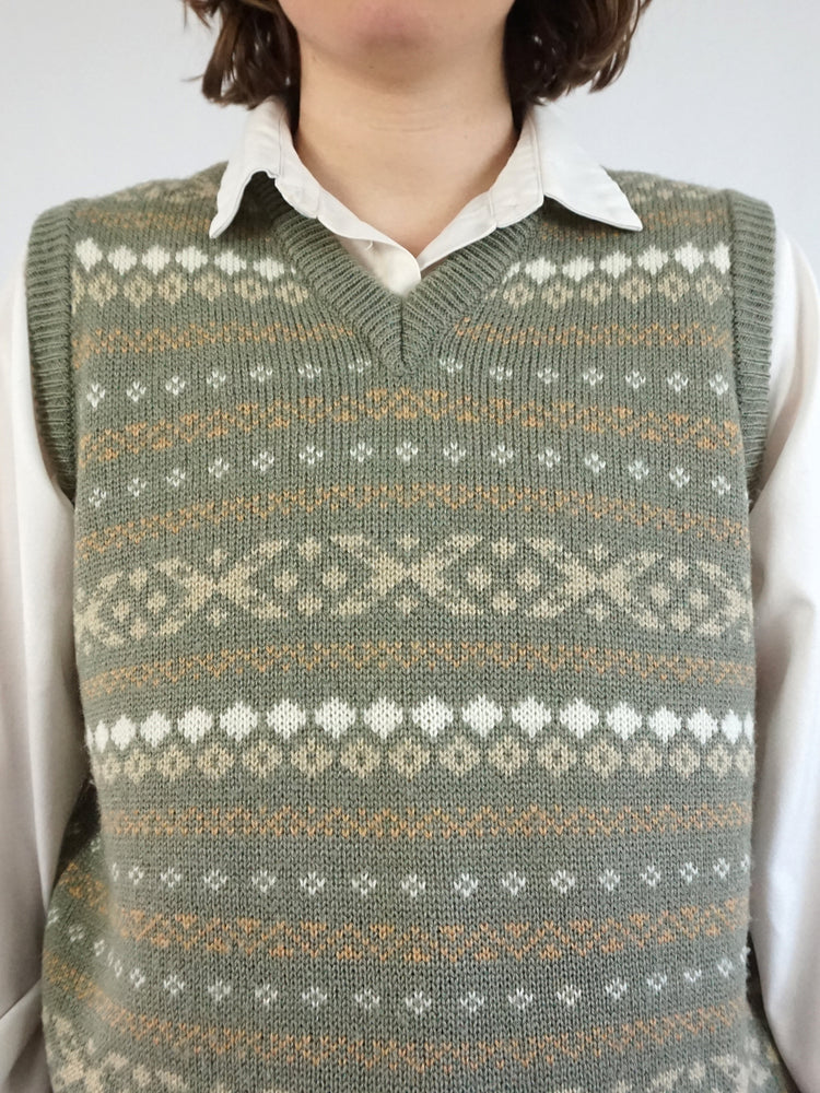 Sage Green Sweater Vest - M