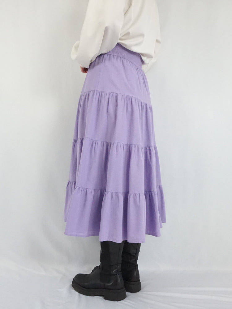 Lilac Tiered Midi Skirt - 27-29"