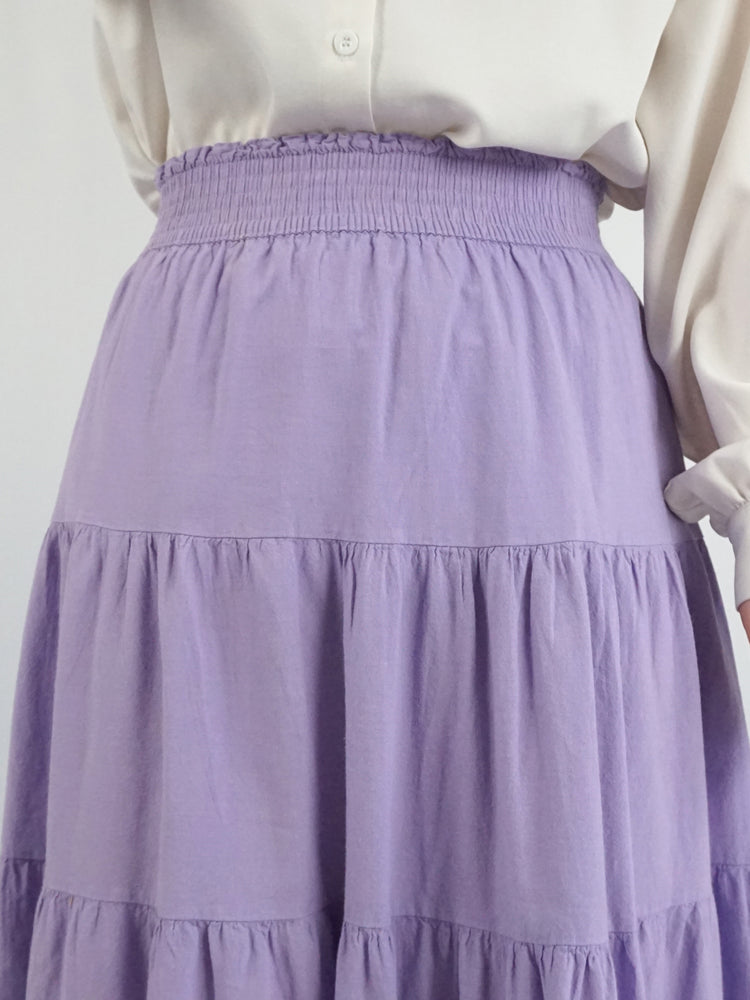 Lilac Tiered Midi Skirt - 27-29"