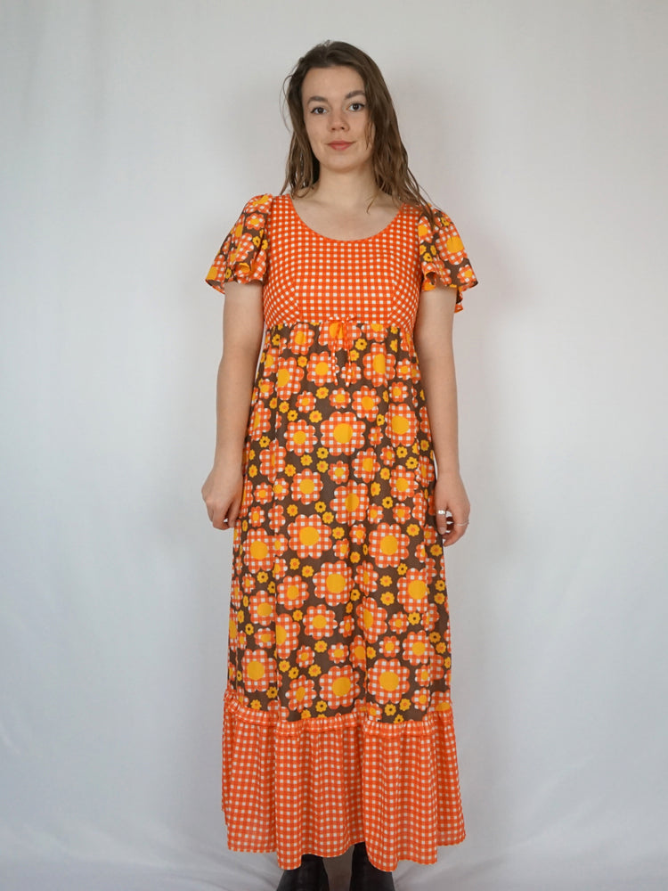 Flower Power Gingham Maxi - S