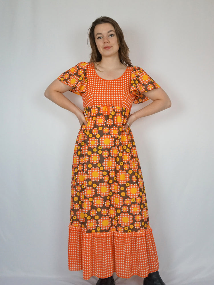 Flower Power Gingham Maxi - S