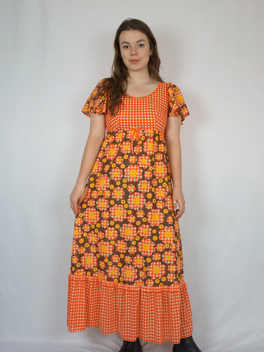 Flower Power Gingham Maxi - S