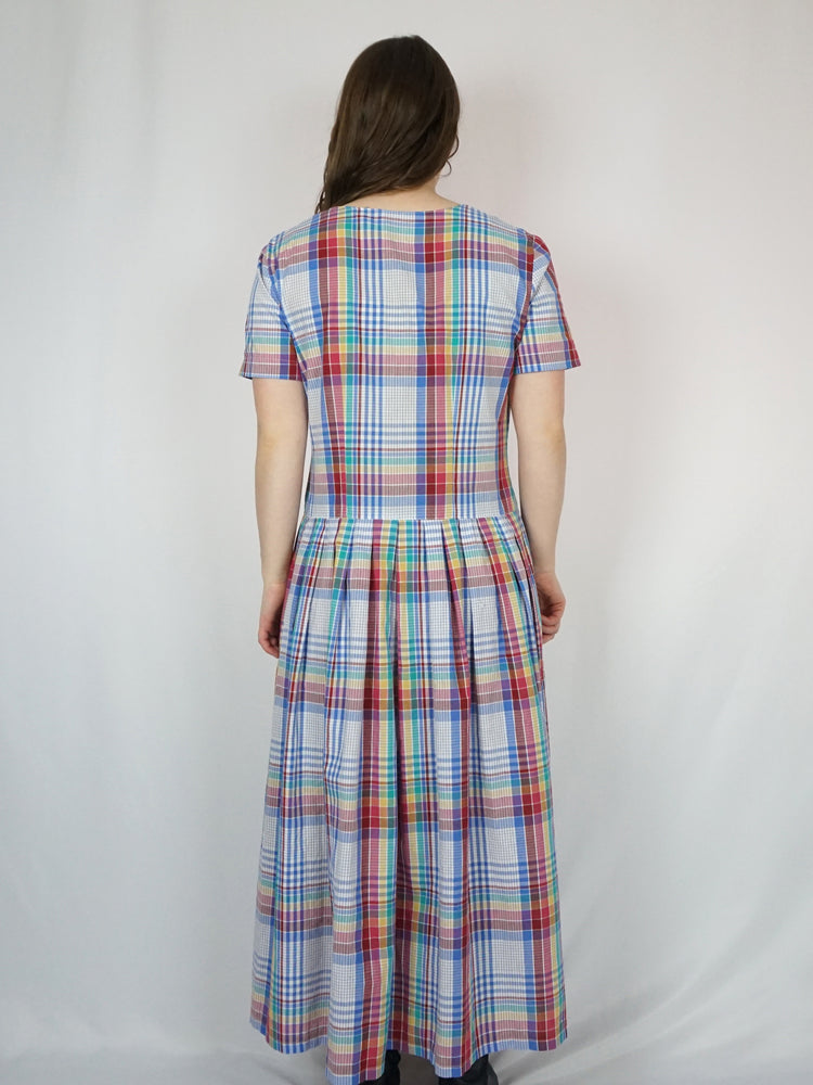 Multicoloured Checkered Maxi Dress - L