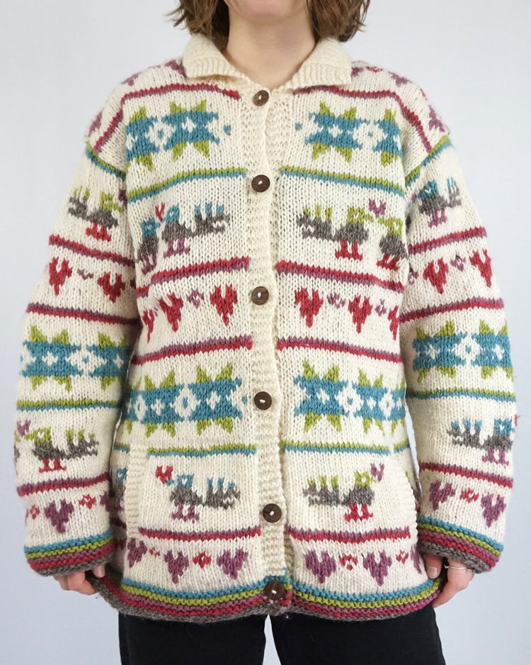 Pachamama Heart Patterned Cardigan - XL