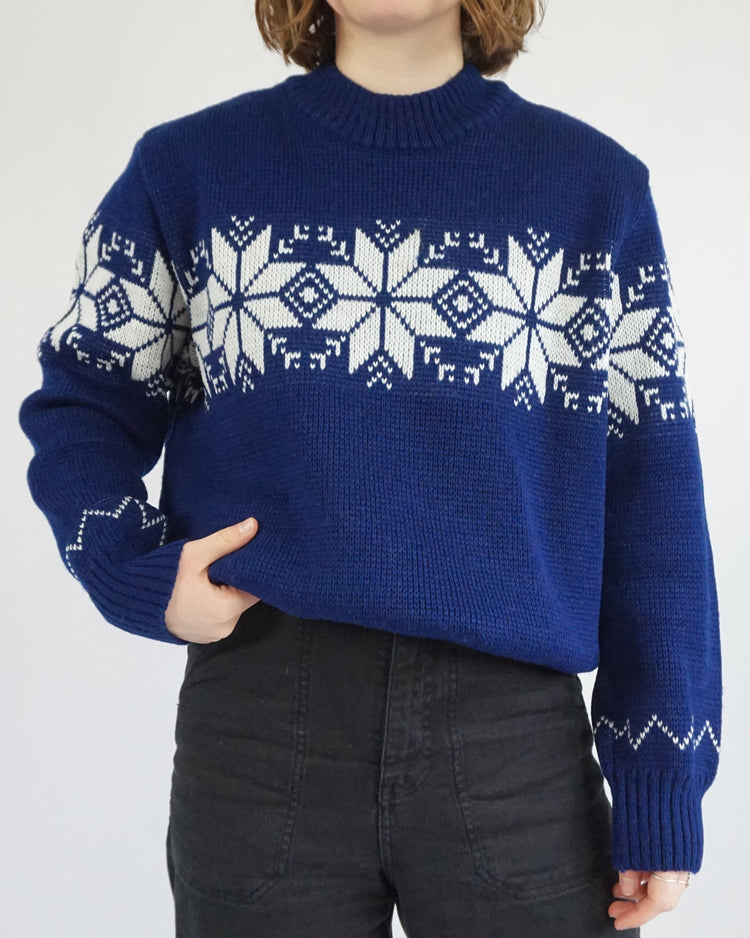 Navy Snowflake Jumper - L