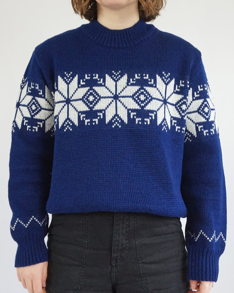 Navy Snowflake Jumper - L