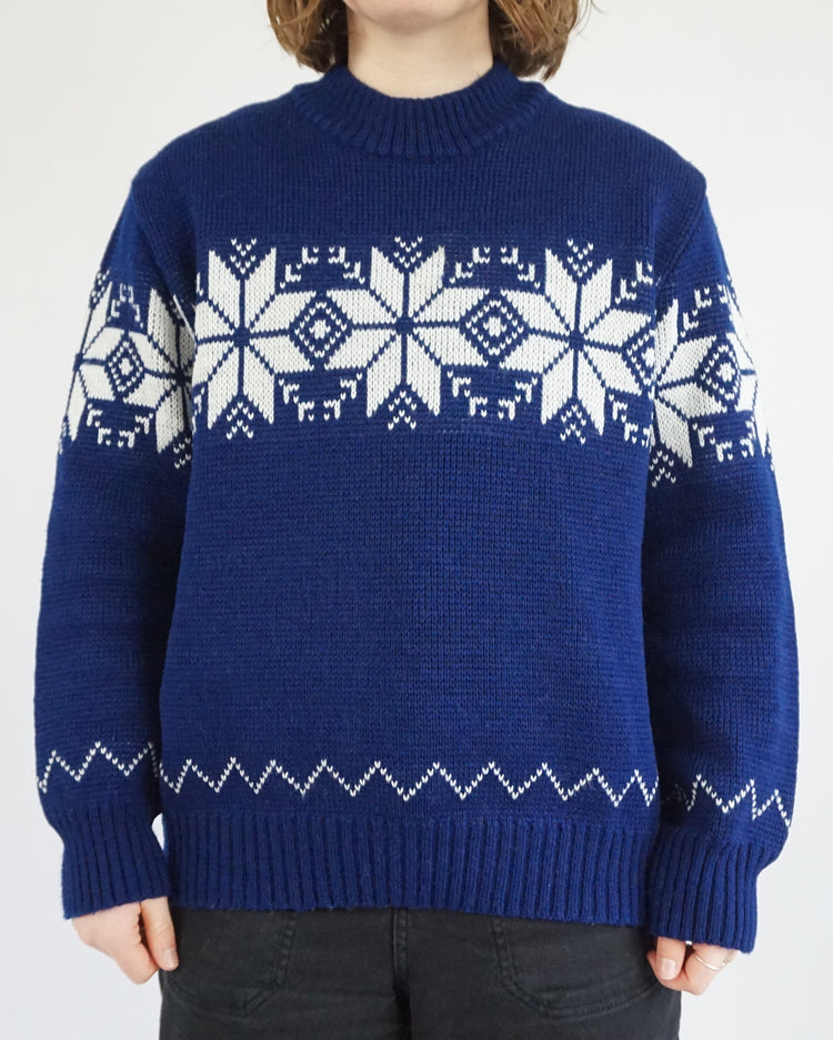 Navy Snowflake Jumper - L