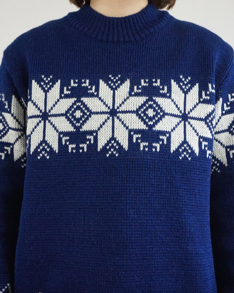 Navy Snowflake Jumper - L