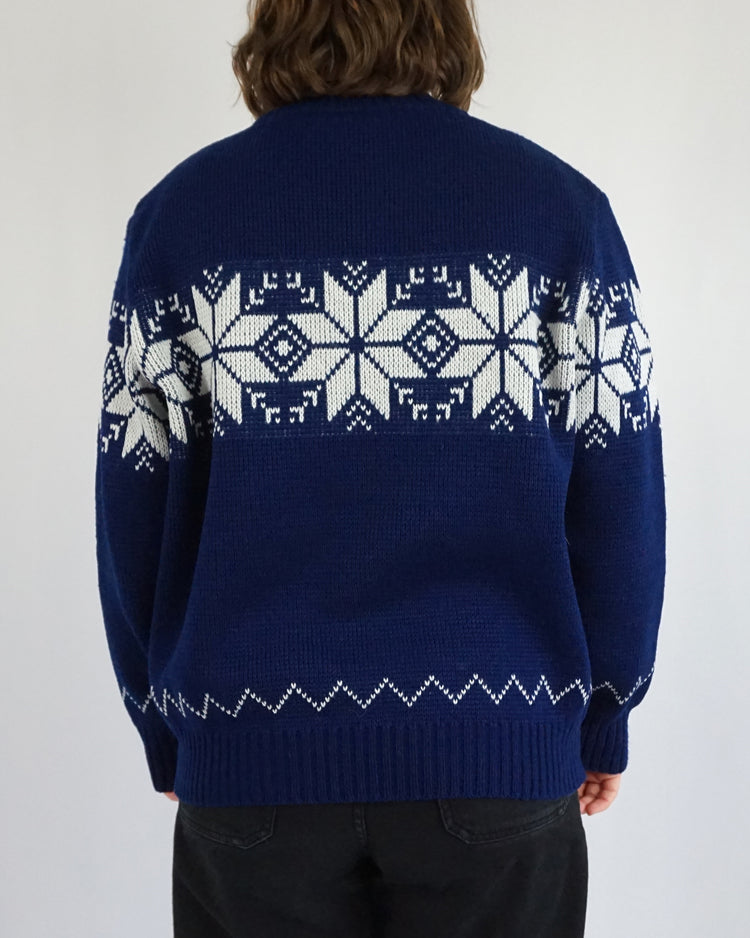 Navy Snowflake Jumper - L