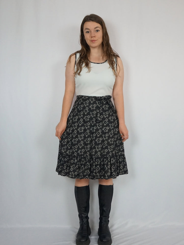 B&W Floral Midi Dress - S