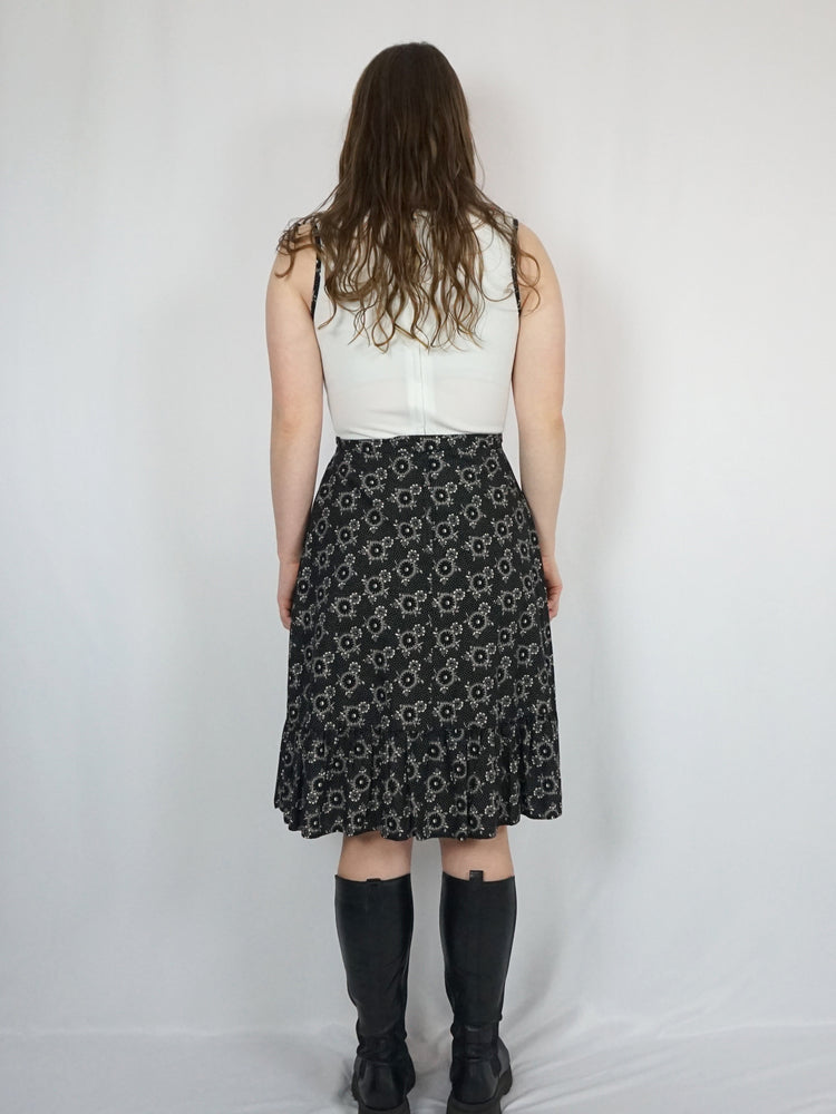 B&W Floral Midi Dress - S