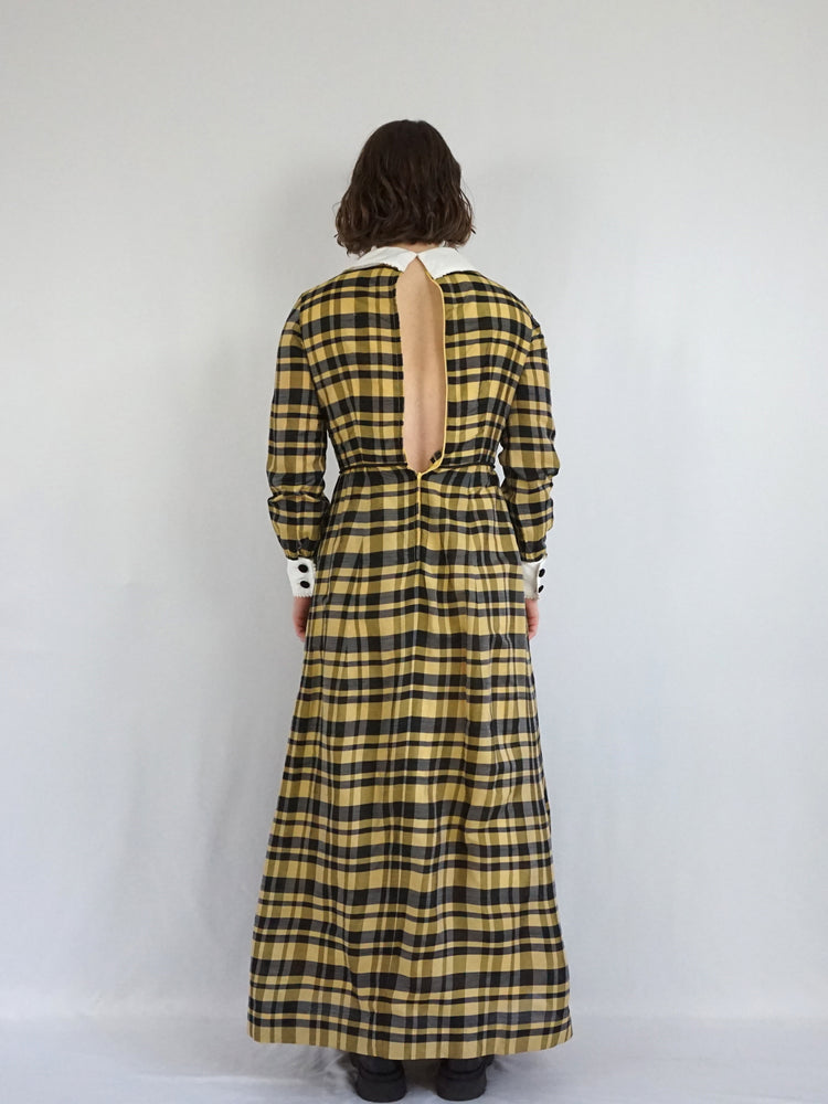 Beagle Collar Checkered Maxi Dress - XS/S