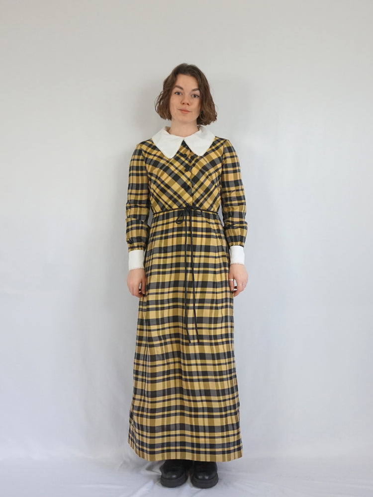 Beagle Collar Checkered Maxi Dress - XS/S