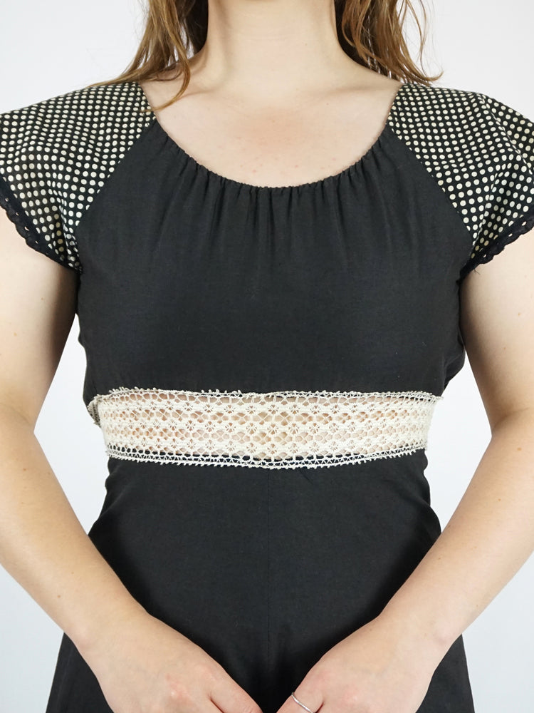 Black Crochet Insert Dress - XS