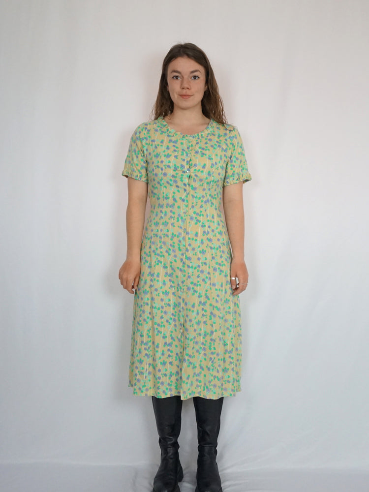 Green Floral Midi Dress - S