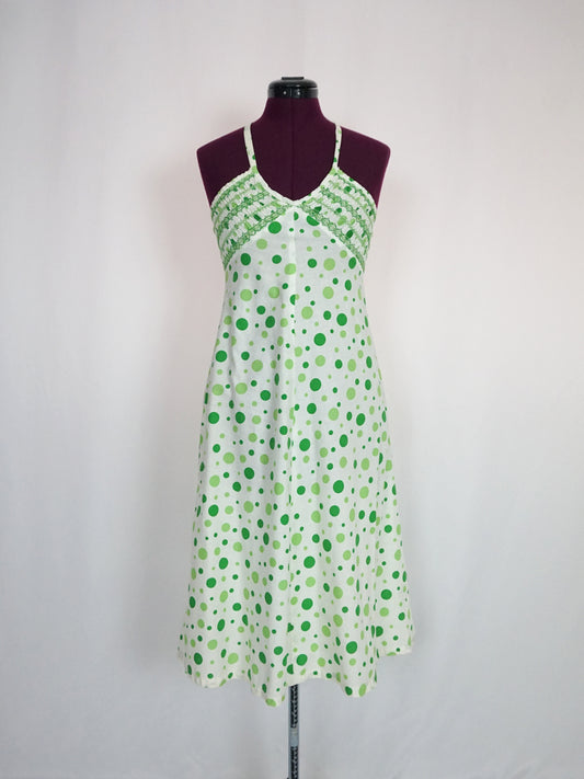 Smocked Polka Dot Halterneck Dress - XS