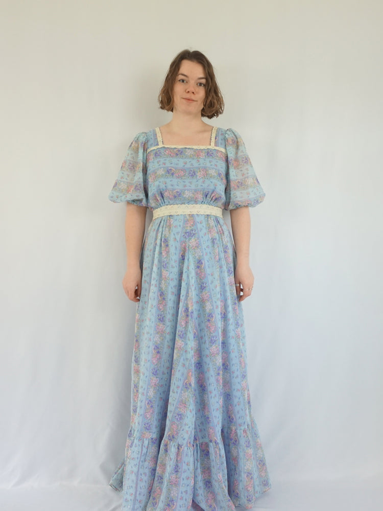 Blue Panelled Prairie Dress - M