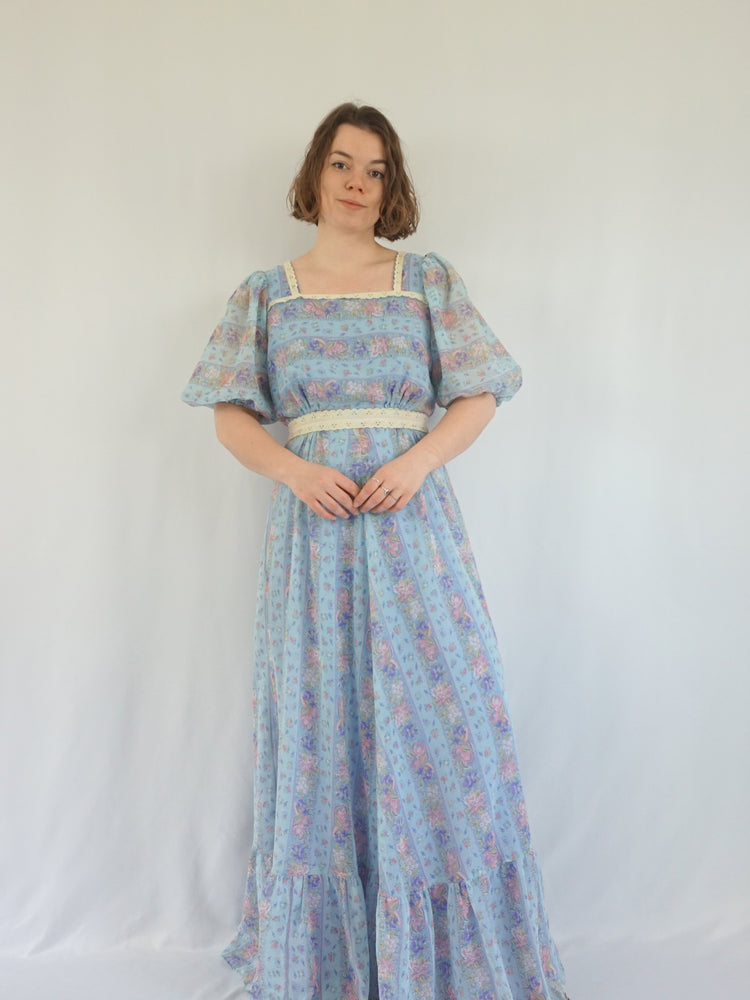 Blue Panelled Prairie Dress - M