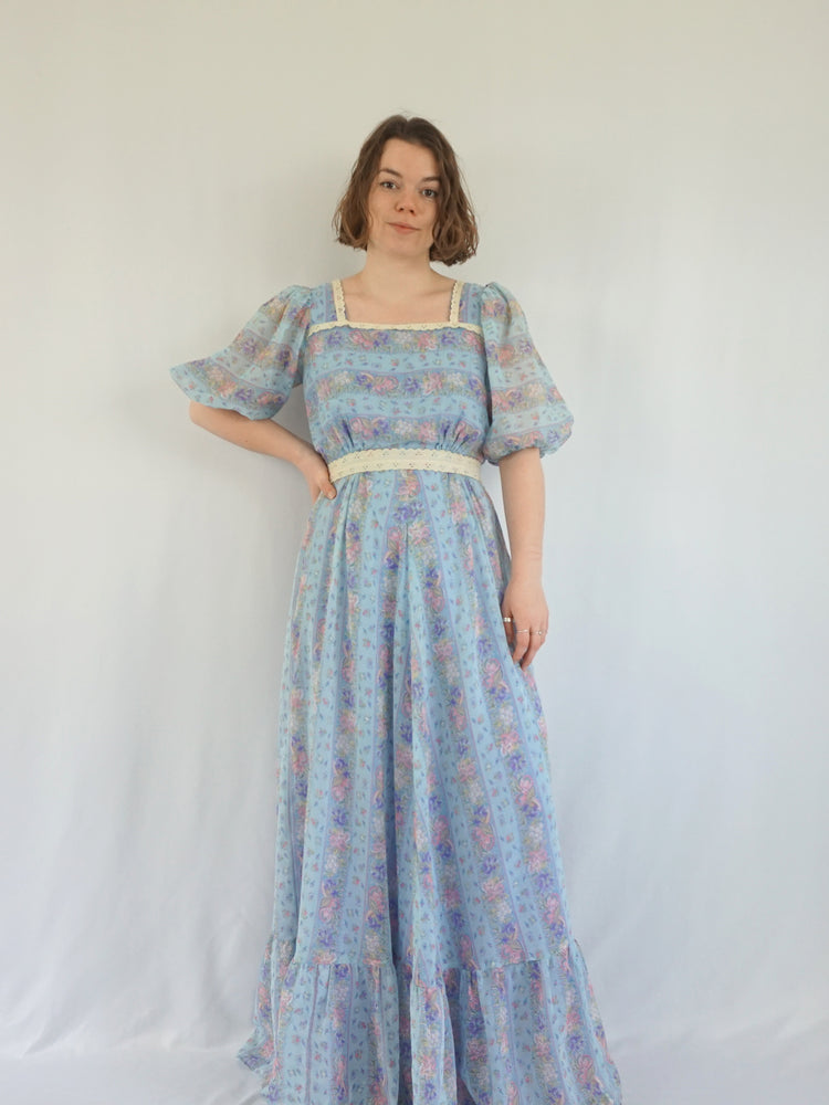 Blue Panelled Prairie Dress - M