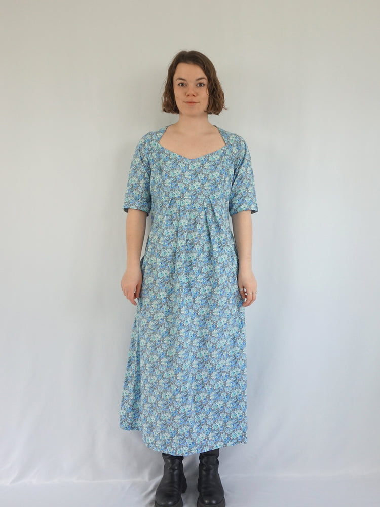 Blue Floral Maxi Dress - L