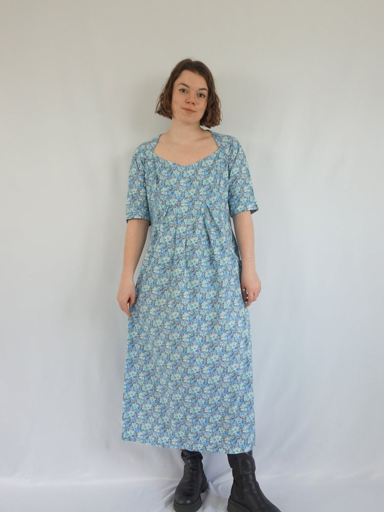 Blue Floral Maxi Dress - L