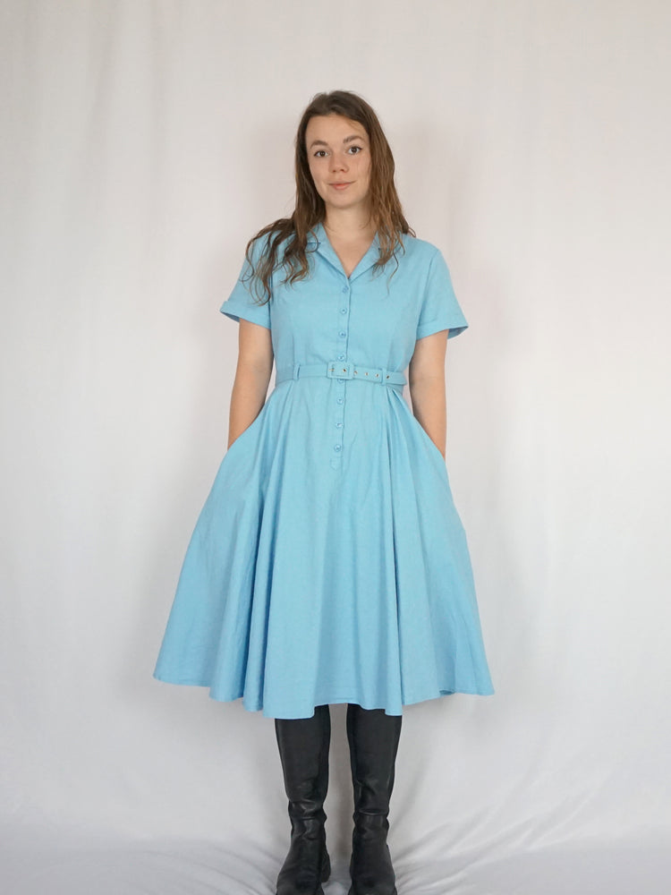 Heavy Cotton Blue Midi Dress - M