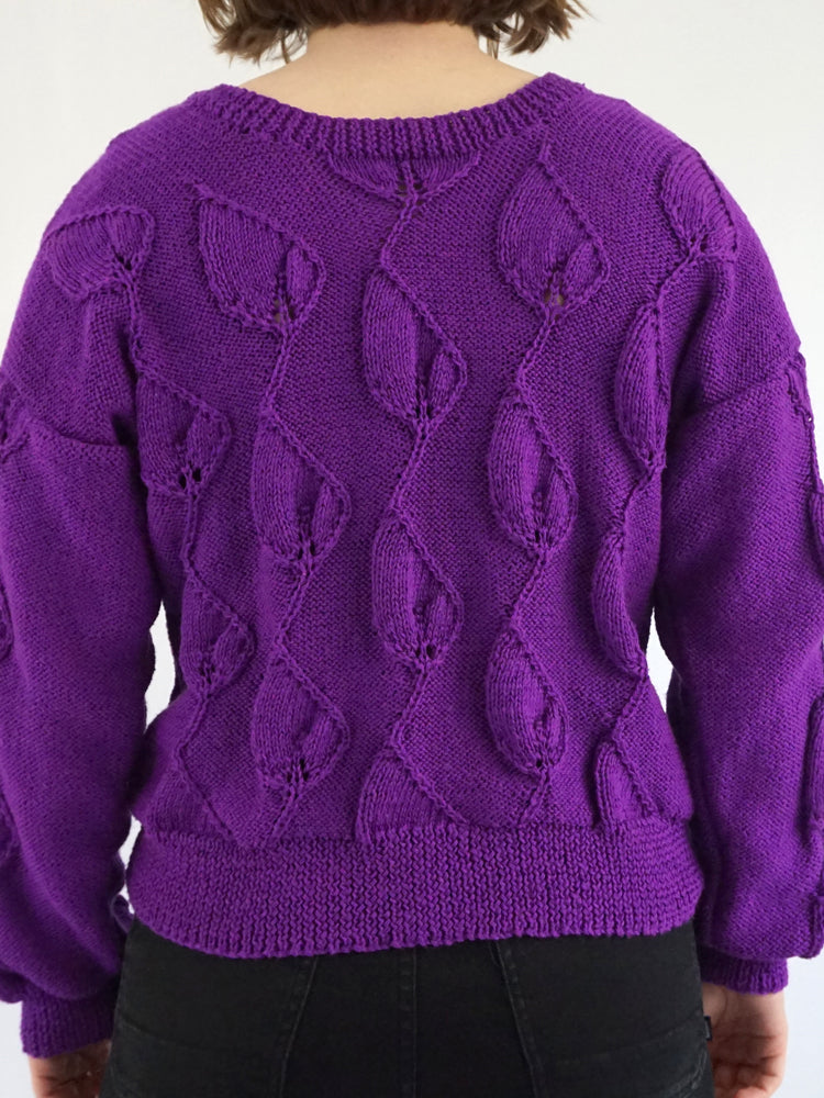 Purple 3D Leaf Patterned Jumper - M