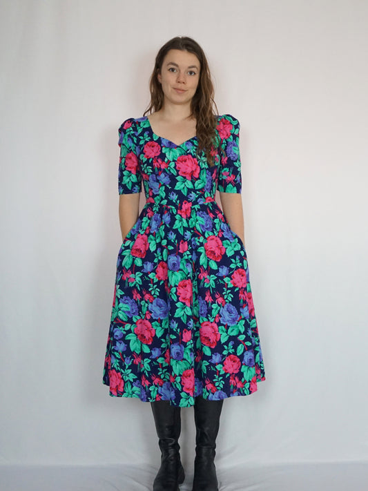 Floral Fit and Flare Dress - S