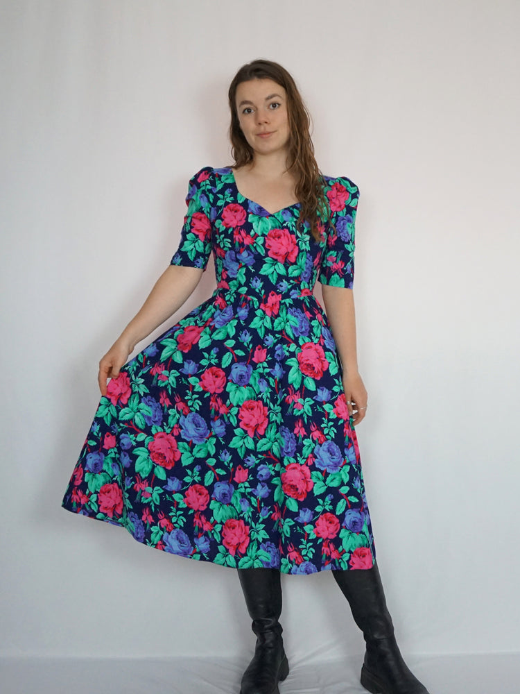 Floral Fit and Flare Dress - S