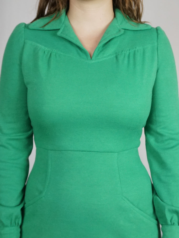 Bright Green Collared Dress - S