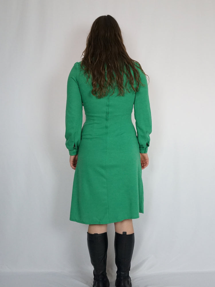 Bright Green Collared Dress - S