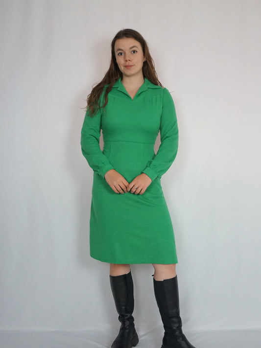 Bright Green Collared Dress - S