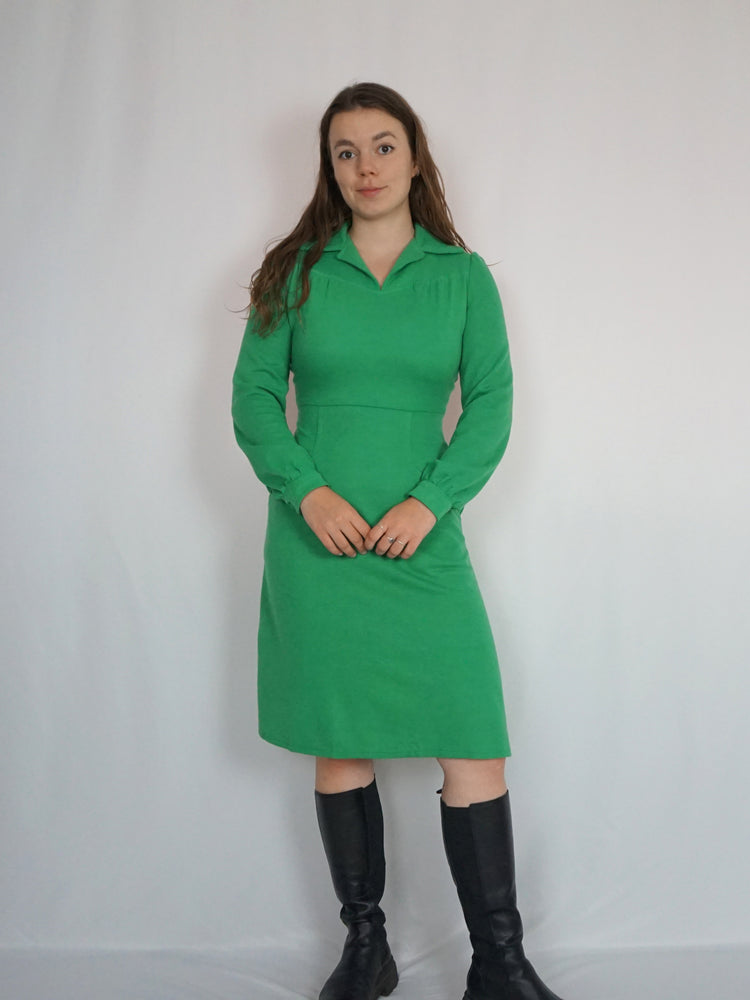 Bright Green Collared Dress - S