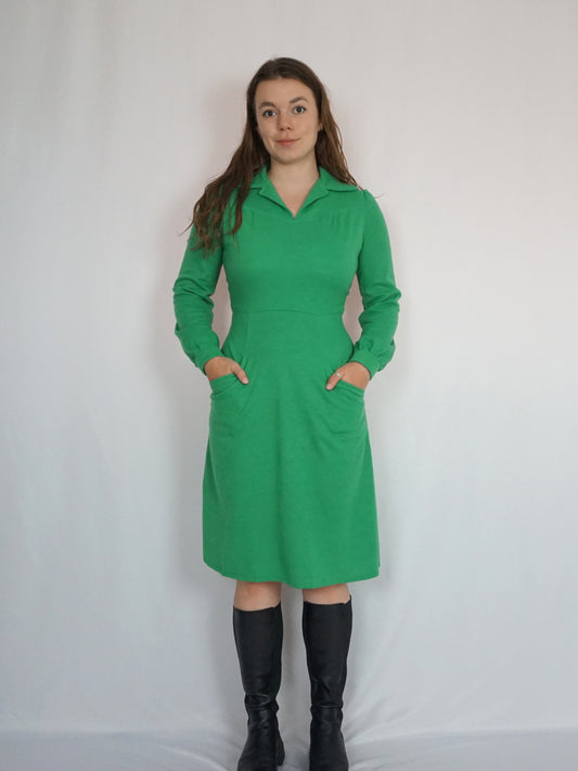 Bright Green Collared Dress - S