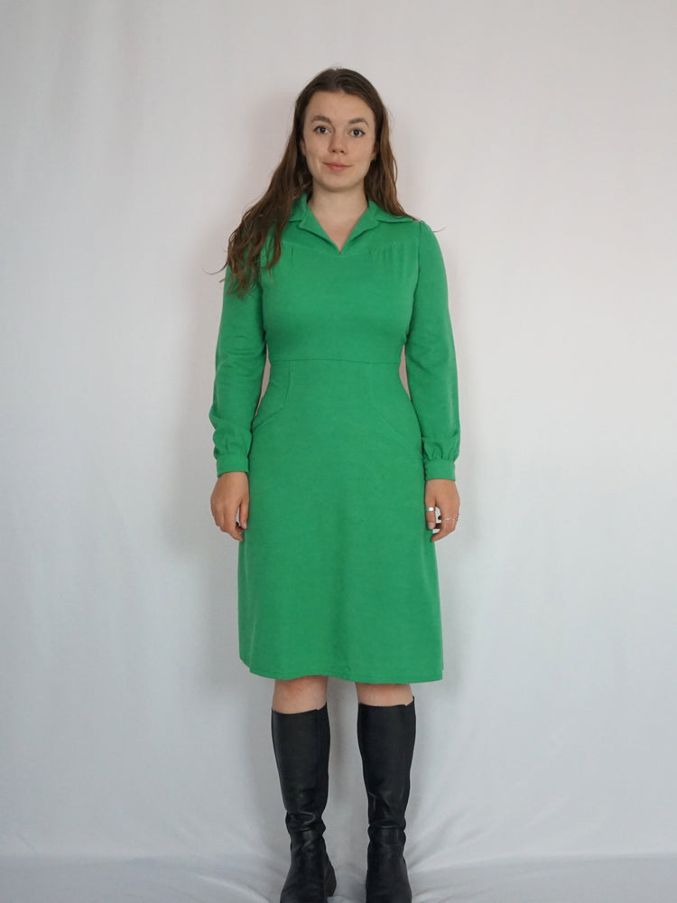 Bright Green Collared Dress - S