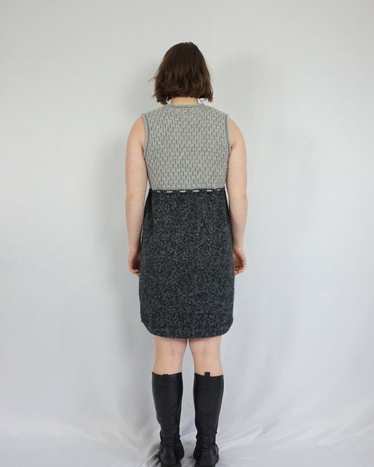 Grey Knitted Mini Dress - M