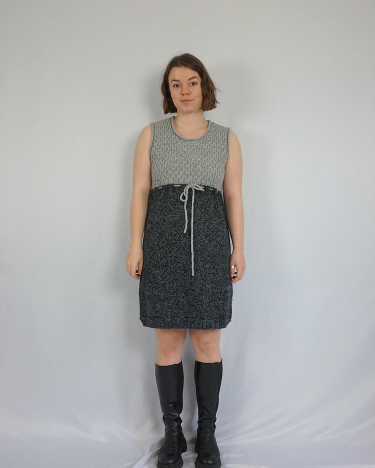 Grey Knitted Mini Dress - M