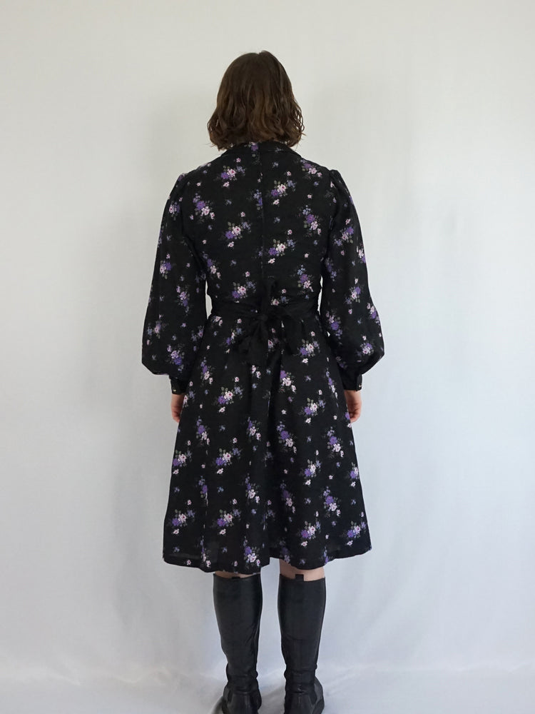 Black Ditsy Floral Dress - M