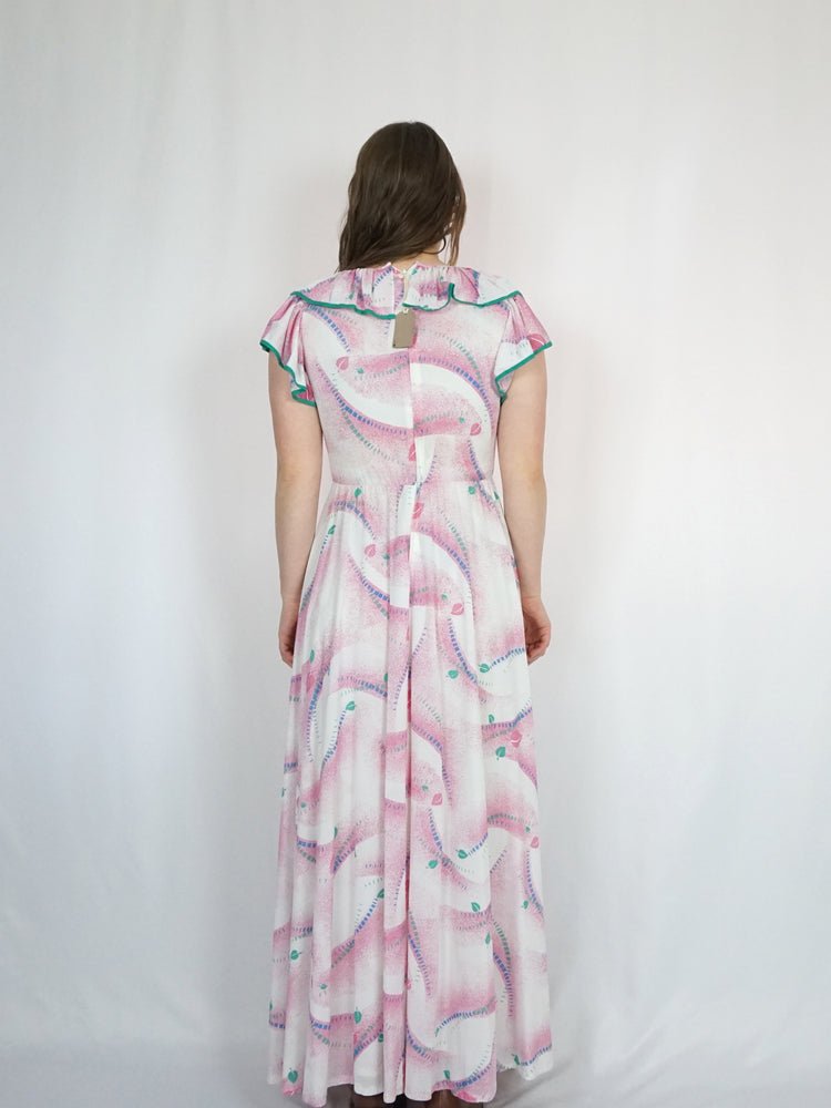 Leaf Patterned Maxi Dress - M