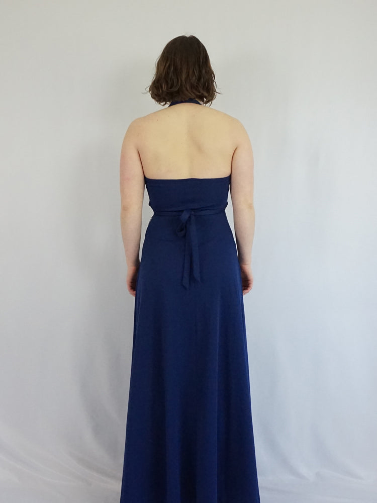 Navy Halterneck Maxi Dress - XS